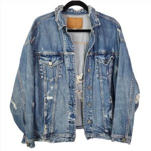 American Eagle AEO
Denim Trucker Jacket Distressed | 100%
Cotton Womens